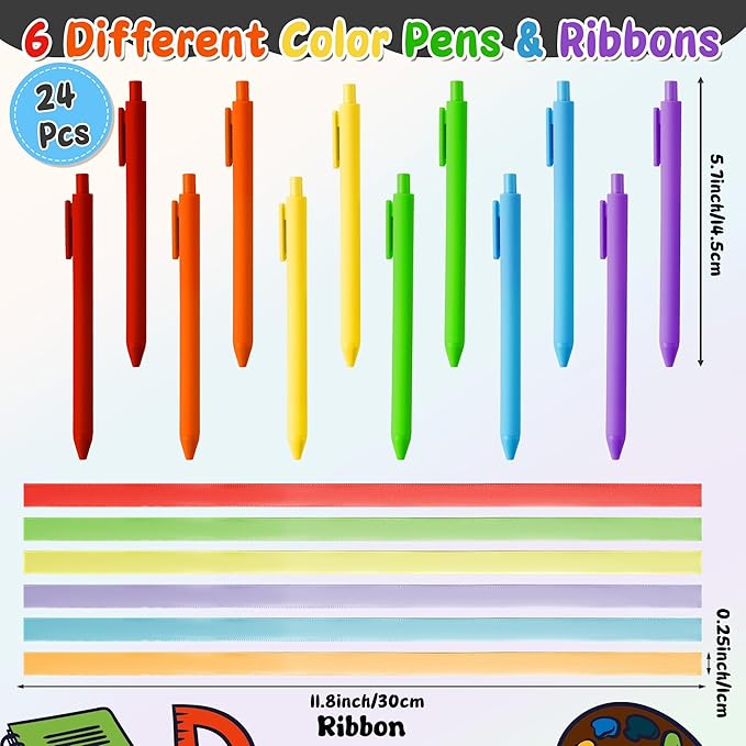 Bright Colors Sticky Notes - 72pcs Cute Crayon-Shaped Super Self Sticky Strong Adhesive Pastel Note Pads Pens Ribbon Set Sticking Power Memo Stick Pads Back to School Supplies Office Products