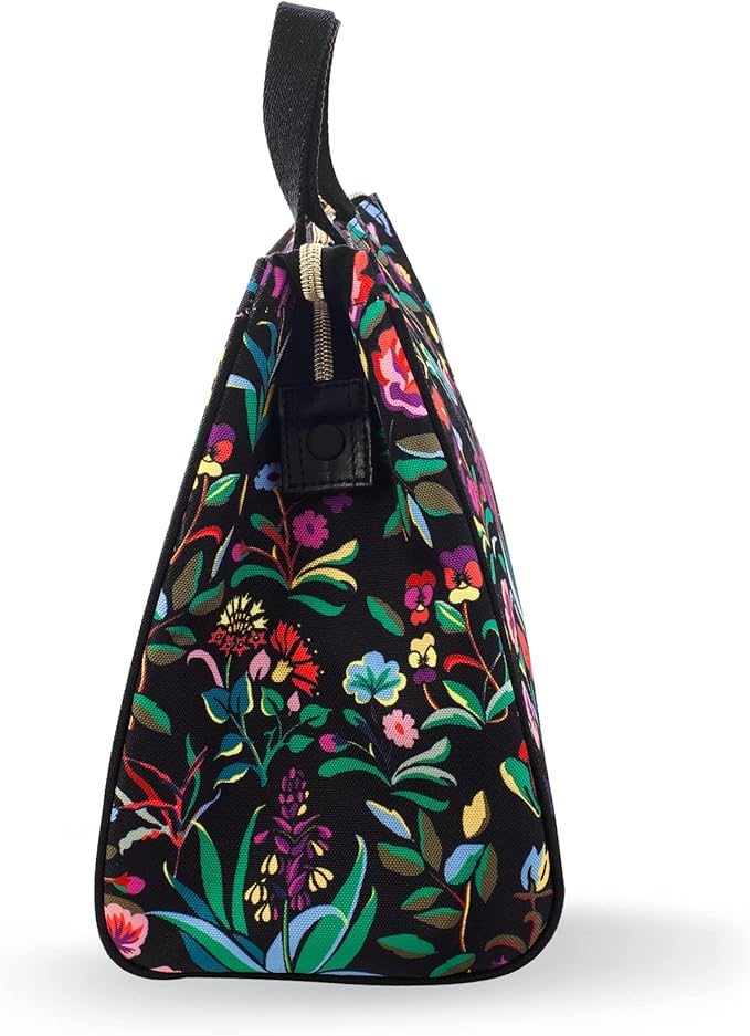 Kate Spade New York Portable Soft Cooler Lunch Bag, Thermal Tote with Silver Insulated Interior Lining and Storage Pocket, Autumn Floral