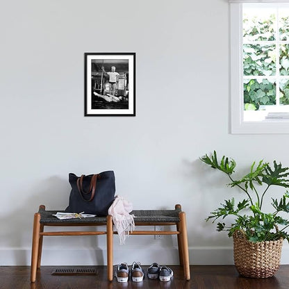 ART.COM Wall Premium Photographic Print Opera Singer Roberta Peters Balancing Her Trainer, Joseph Pilates, on Her Operatic Breadbasket on Black Frame by Michael Rougier, 17" x 21"