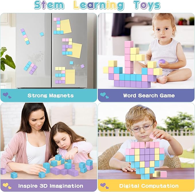 Magnetic Building Blocks Toys for Toddler Girls Boys Age 3-5 5-7 4-8 Macaron Magnetic Blocks Stem Sensory Toys, Preschool Learning Activities Birthday for 3 4 5 6 7 Year Old Boys Girls