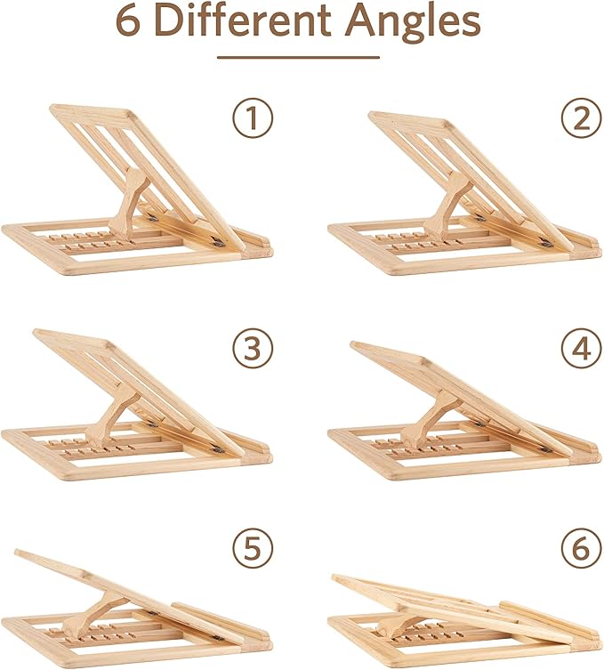 Wooden Laptop Stand for Desk with Free Phone Holder, Foldable and Adjustable Ergonomic Laptop Riser for 10-15.6 Inch Notebooks, Portable MacBook Stand (Natural Wood, Universal Fit)