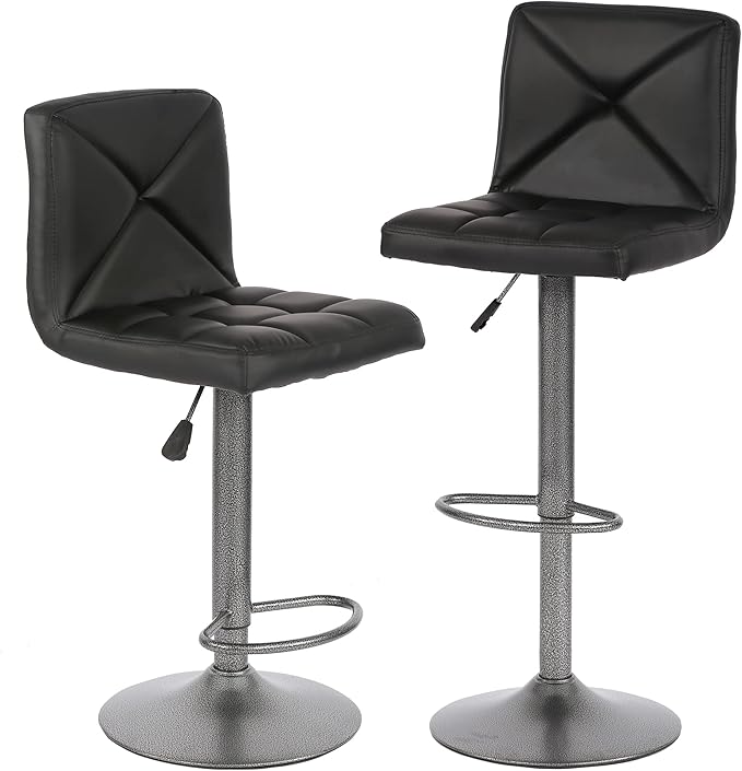 BestOffice Bar Stools Set of 2, PU Leather Swivel Bar Stools Kitchen Counter Height Bar Chairs with Hydraulic Adjustable for Kitchen, Dining Room and Restaurants