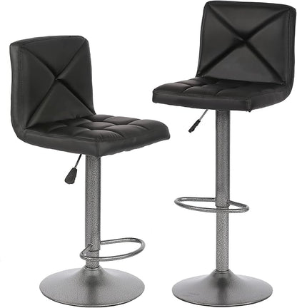 BestOffice Bar Stools Set of 2, PU Leather Swivel Bar Stools Kitchen Counter Height Bar Chairs with Hydraulic Adjustable for Kitchen, Dining Room and Restaurants