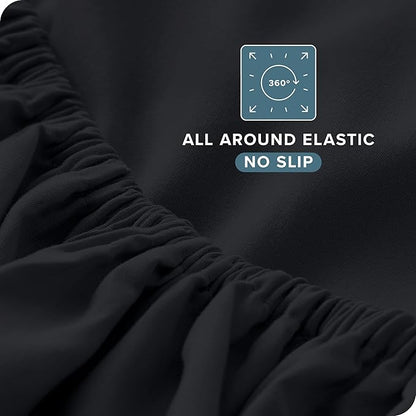 Bare Home Twin XL Sheet Set - 1800 Ultra-Soft Microfiber Twin Extra Long Bed Sheets - Double Brushed - Deep Pockets - Easy Fit - Extra Soft - 3 Piece Set - Bed Sheets & Pillowcases (Twin XL, Black)