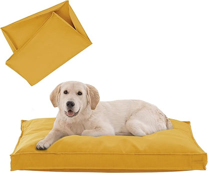 Dog Bed Covers Replacement Washable, Waterproof Dog Bed Cover with Zipper, 36Lx27Wx3H inch Durable Oxford Pet Bed Cover for Outdoor/Indoor Use, Cover Only, Yellow