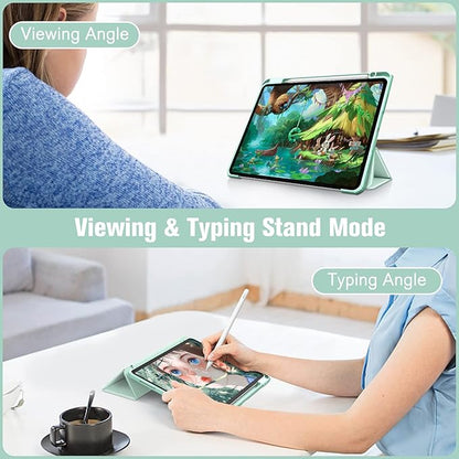 Fintie Hybrid Slim Case for iPad Pro 11-inch (4th / 3rd Generation) 2022/2021 - [Built-in Pencil Holder] Shockproof Cover w/Clear Transparent Back Shell, Also Fit iPad Pro 11" 2nd Gen, Green