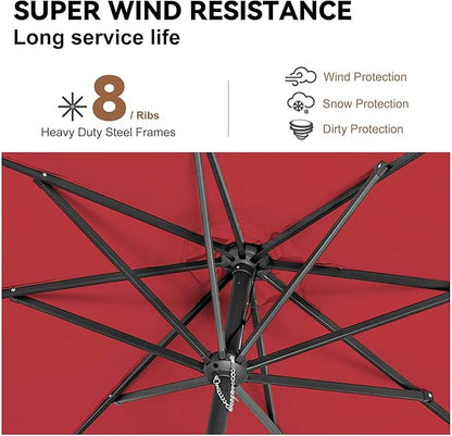 10ft Outdoor Patio Umbrella - Table Umbrella Waterprool UV Protection, Sombrillas de Patio with Push Button Tilt, Sun Umbrella for Pool, Porch, Garden, Deck, Backyard (Red)