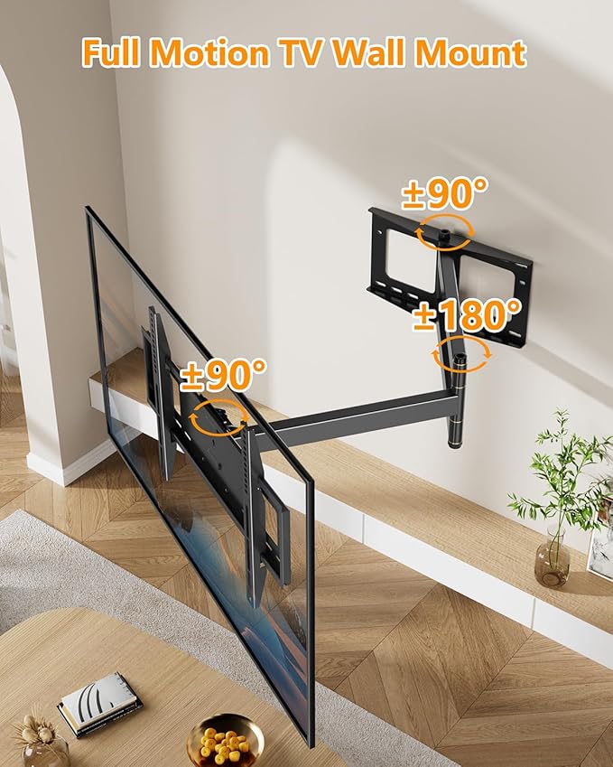 FORGING MOUNT Long Extension TV Mount Full Motion Wall Bracket with 42 inch Long Arm Articulating TV Wall Mount for 37 to 80 Inch Flat/Curve TVs, VESA 600x400mm Compatible, Holds up to 110 lbs