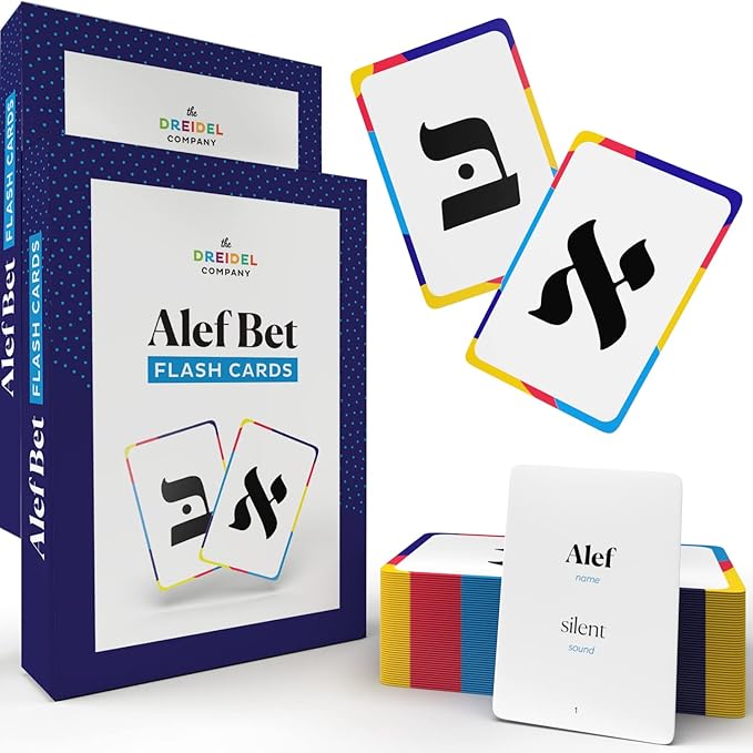 The Dreidel Company Alef Bet Flash Cards Aleph Beis Jewish Alphabet Flashcards (2-Pack)