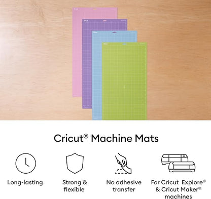 Cricut LightGrip Cutting Mats 12in x 24in, Reusable Cutting Mats for Crafts with Protective Film, Use with Printer Paper, Vellum, Light Cardstock & More for Cricut Explore & Maker (3 Count)