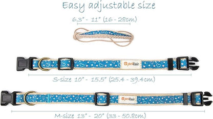 Pettsie Adjustable Dog Bandana Collar with Matching Owner Friendship Bracelet – Soft & Durable Hemp, Stylish Removable Scarf for Dogs, Gift-Ready Set for Pet Lovers, Medium, Blue