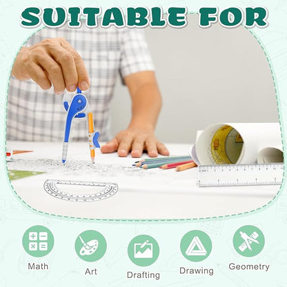 36 Pack Math Compass & Protractor Geometry Math Plastic Ruler Set Drawing Compass with Pencils 6 Inch Plastic Protractor for Geometry Bulk for Office Woodworking Art Drawing