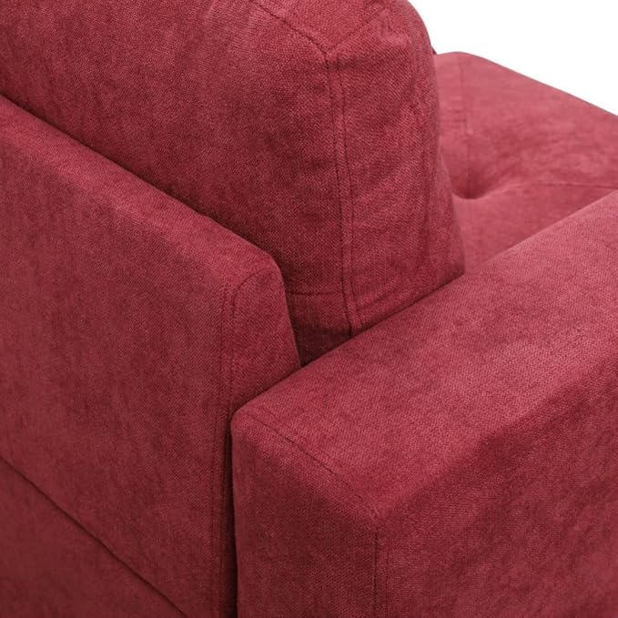 Red L-Shaped 3-Piece Flannelette Sofa with Storage Ottoman Set, Sectional Couch Sofa Set for Living Room, Office, Small Space