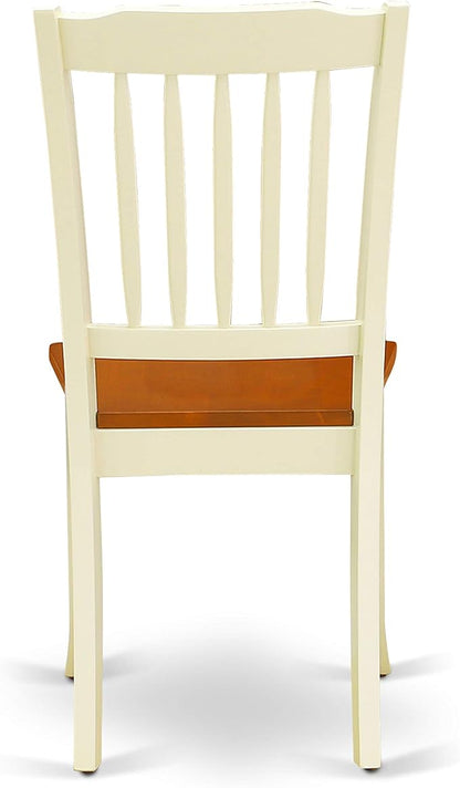 East West Furniture DODA5-BMK-W 5 Piece Dining Set Includes a Rectangle Dining Room Table with Butterfly Leaf and 4 Wood Seat Chairs, 42x78 Inch, Buttermilk & Cherry