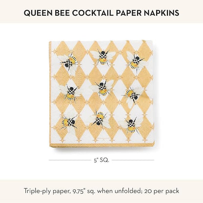 MACKENZIE-CHILDS Cocktail Paper Napkins, Stylish Paper Cocktail Napkins for Parties and More, Queen Bee