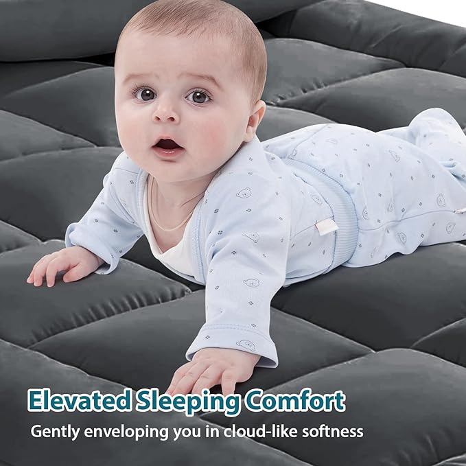 CYMULA Mattress Topper Super Queen Size - Extra Thick Cooling Mattress Pad Cover for Back Pain - Soft Mattress Protector Bed Topper Pillow Top with 8-21 Inch Deep Pocket 3D Snow Down Alternative Fill