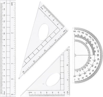 10 Pieces Math Geometry Kit Set Student Supplies with Shatterproof Storage Box,Includes Rulers,Protractor,Compass,Eraser,Pencil Sharpener,Lead Refills,Pencil,for School and Drawings（Black）