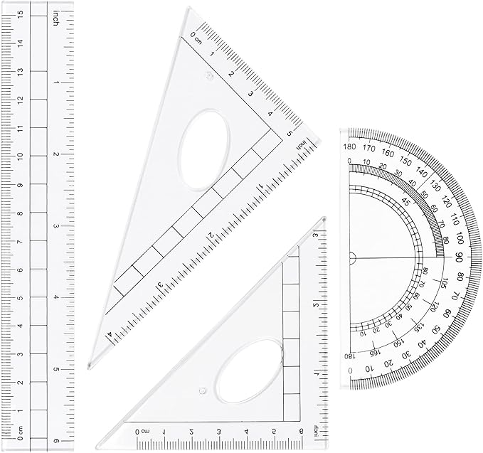 10 Pieces Math Geometry Kit Set Student Supplies with Shatterproof Storage Box,Includes Rulers,Protractor,Compass,Eraser,Pencil Sharpener,Lead Refills,Pencil,for School and Drawings（Orange）