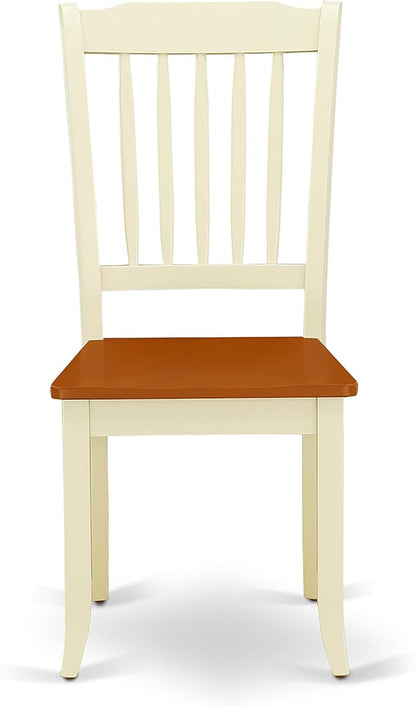 East West Furniture DODA5-BMK-W 5 Piece Dining Set Includes a Rectangle Dining Room Table with Butterfly Leaf and 4 Wood Seat Chairs, 42x78 Inch, Buttermilk & Cherry