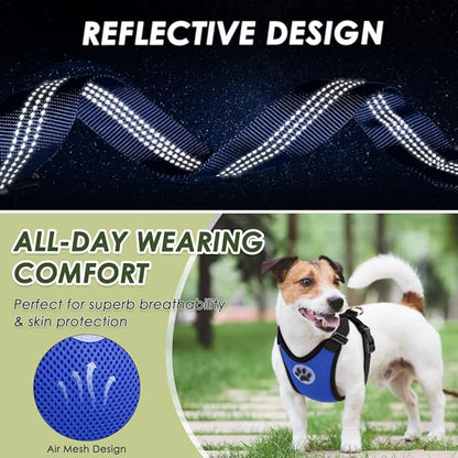 Lukovee Dog Seat Belt for Car, Adjustable Dog Car Harness for Large Medium Small Dogs, Soft Padded & Breathable Mesh Dog Seatbelt with Car Strap and Carabiner (Blue,S)