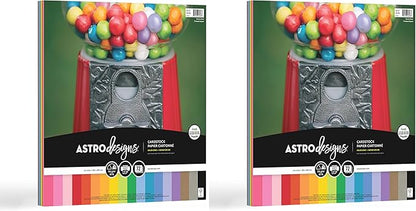 Astrodesigns Cardstock, 12" x 12", 65 lb, 72 Sheets | 18-Color Assortment | Creative Collection | Pack of 2