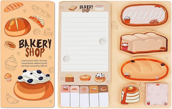 QPIXVB Cute Sticky Notes,Bread Gifts,Bread Sticky Note Set,School Supplies,Preppy Stuff,Cute Post It Notes,Fun Gifts for Women,Home Office Essentials,Writing Memo Pads for Back to School Gift
