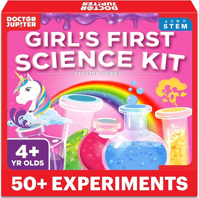 Doctor Jupiter Girls’ First Science Kit for Kids Ages 4-5-6-7-8 | Easter, Birthday Gift Ideas for 4+ Year Old Girls | STEM Toy Kit with 50+ Experiments | Learning & Educational Projects