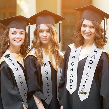 2 Pcs 5th 8th Grade Graduation Cap and Stole, Class of 2026 Graduation Sash Cap Stole Kindergarten Grad Gifts