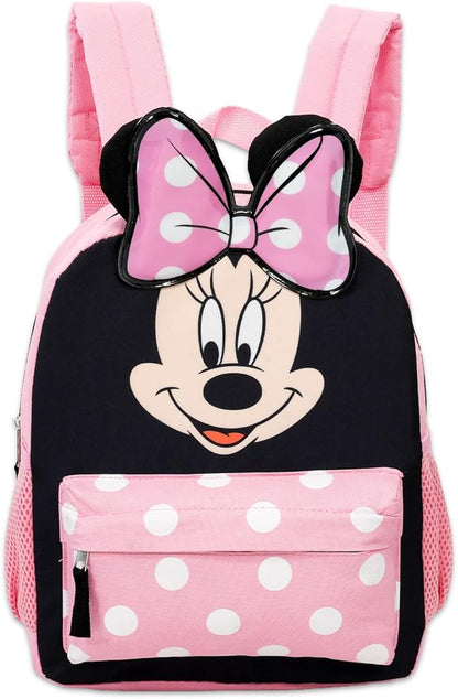 Disney Minnie Mouse Mini Backpack with Lunch Box Set - Bundle of 12" Backpack, Lunch Bag, Stickers, Water Bottle, More | Toddler Minnie School Supplies