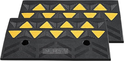 VEVOR Rubber Curb Ramp 2 Pack, 4.3" Rise Height Heavy-Duty 33069 lbs/15 T Capacity Threshold Ramps, Driveway Ramps with Stable Grid Structure for Cars, Wheelchairs, Bikes, Motorcycles