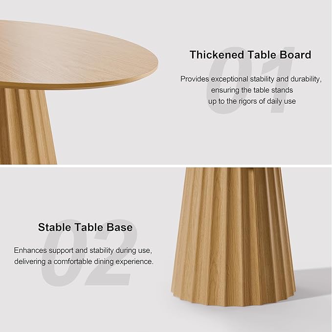 Casaphoria 67" Oval Dining Table, Modern Wood Kitchen Table with Cone Shaped Strip Convex Base for Living Room & Dining Room, Easy Assembly Farmhouse Furniture for 4-6, Oak