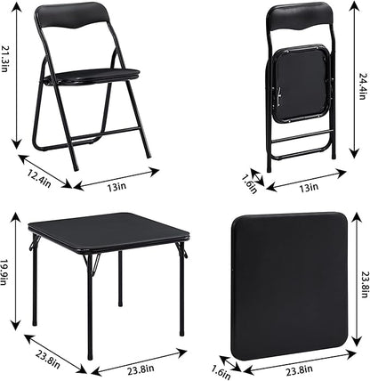 VECELO Kids Folding Activity Table and Chair Set, with Ultra Soft Padded Cushion, 3 Piece, Black