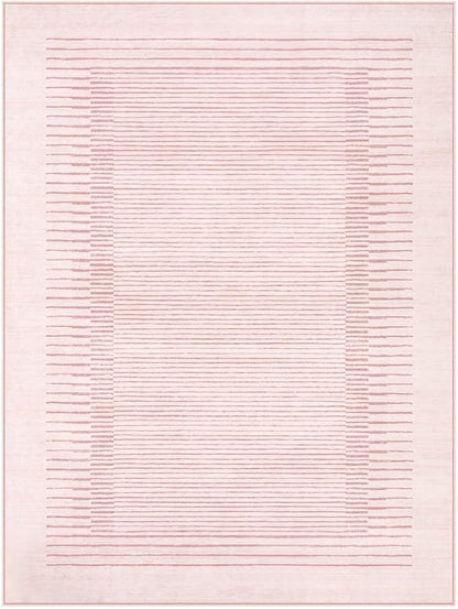 Wonnitar Striped Large Rugs for Living Room, Washable 9x12 Area Rugs for Bedroom, Non-Slip Soft Minimalist Pink Area Rug Throw Carpet for Nursery Playroom Guest Room (Pink,9' x 12')
