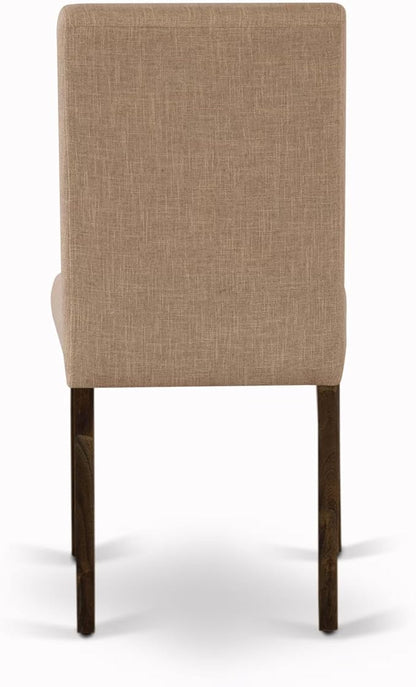East West Furniture V727AB747-7 7 Piece Modern Dining Table Set Consist of a Rectangle Wooden Table with V-Legs and 6 Light Sable Linen Fabric Parson Dining Chairs, 40x72 Inch, Multi-Color