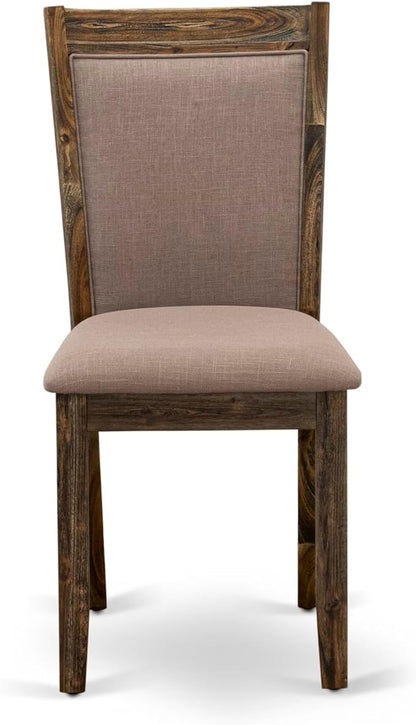 East West Furniture V727MZ748-7 7 Piece Dining Table Set Consist of a Rectangle Dining Room Table with V-Legs and 6 Coffee Linen Fabric Parsons Chairs, 40x72 Inch, Multi-Color