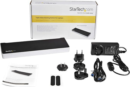 StarTech.com Triple Monitor USB 3.0 Docking Station, 2x 4K DisplayPort & HDMI, USB Type A Universal Laptop Dock, Windows/Mac, TAA
