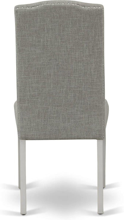 East West Furniture X027EN206-7 7 Piece Dining Room Furniture Set Consist of a Rectangle Dining Table with X-Legs and 6 Dark Shitake Linen Fabric Parsons Chairs, 40x72 Inch, Multi-Color
