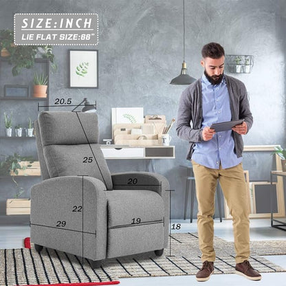 BestMassage | Recliner Chair | with 2 Point Massage Function | Textile Grey | with Lumbar Support, Adjustable Push Back, Footrest & Padded Seat | Easy Assembly | for Living Room, Home Theatre