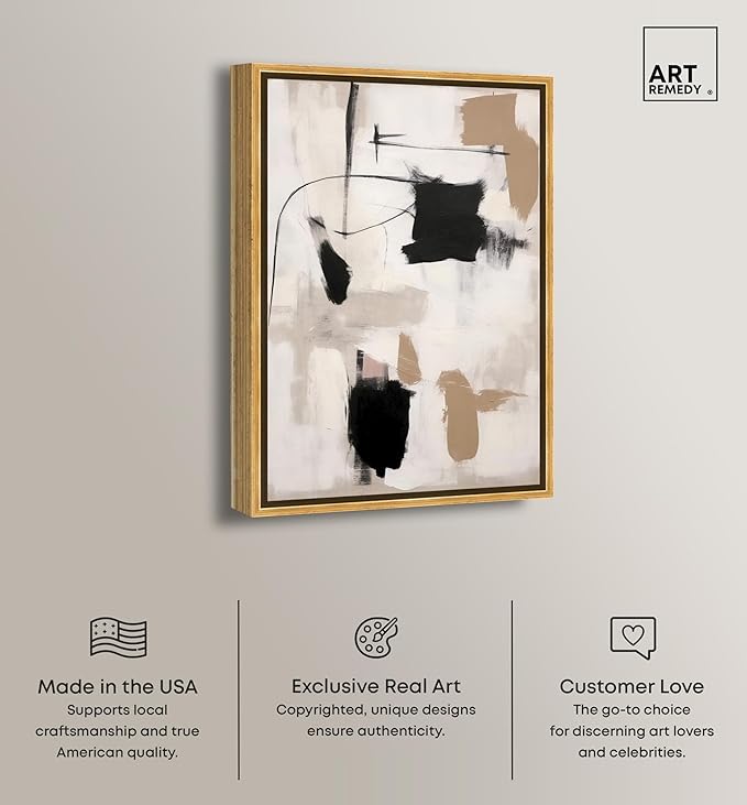 Art Remedy Strings in Abstraction Canvas Muted Abstract Wall Art, Gold Frame, 10" x 15"