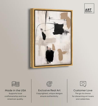 Art Remedy Strings in Abstraction Canvas Muted Abstract Wall Art, Gold Frame, 10" x 15"