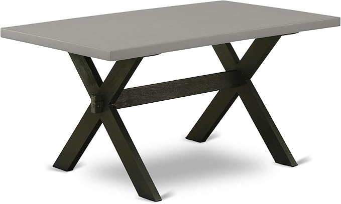 East West Furniture X696AB106-7 7 Piece Modern Dining Table Set Consist of a Rectangle Wooden Table with X-Legs and 6 Shitake Linen Fabric Upholstered Chairs, 36x60 Inch, Multi-Color