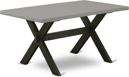 East West Furniture X697EL635-7 7 Piece Dining Room Furniture Set Consist of a Rectangle Dining Table with X-Legs and 6 Doeskin Linen Fabric Upholstered Chairs, 40x72 Inch, Multi-Color