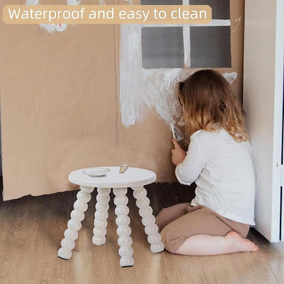 Solid Wooden Step Stool for Adults, 10 inch Stool for Kids Perfect Matched Sensory Table, Sturdy and Versatile Short Foot Stool for Bathroom, Kitchen, Bedroom, Plant Stand Natural (1, White)