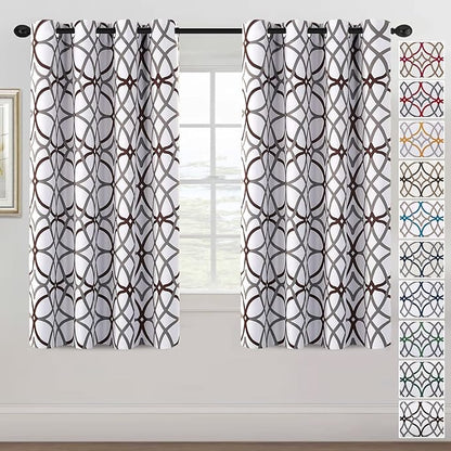 H.VERSAILTEX Blackout Curtains 63 inch Length 2 Panels Set Thermal Curtains & Drapes Window Treatment Noise Reducing Geometric Modern Grommet Living Room Curtains for Bedroom - Brown and Gray