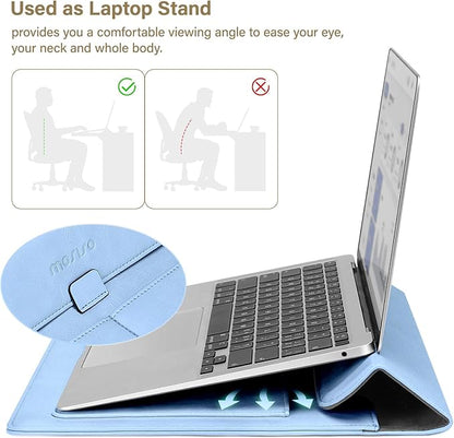 MOSISO Laptop Case 13 inch, 13 inch Laptop Sleeve Compatible with MacBook Air M4 M3 M2 M1 2025-2018 / Pro M2 M1 2025-2016, PU Leather Flap Carrying Case with Stand&Small Pouch, Pastel Blue