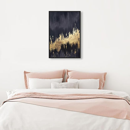 The Oliver Gal Artist Co. Modern 24 in x 16 in, Late Night Sky, Canvas Wall Art, Living Room, Black