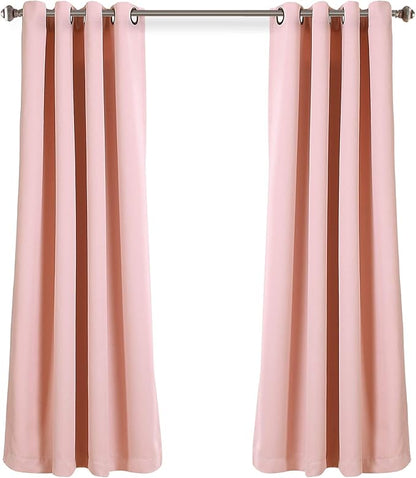 Lush Decor Insulated Grommet Blackout Window Curtain Panels, Pair, 52" W x 63" L, Pink - Classic Modern Design - Chic Window Decor - Curtains For Living Room, Bedroom, Or Dining Room