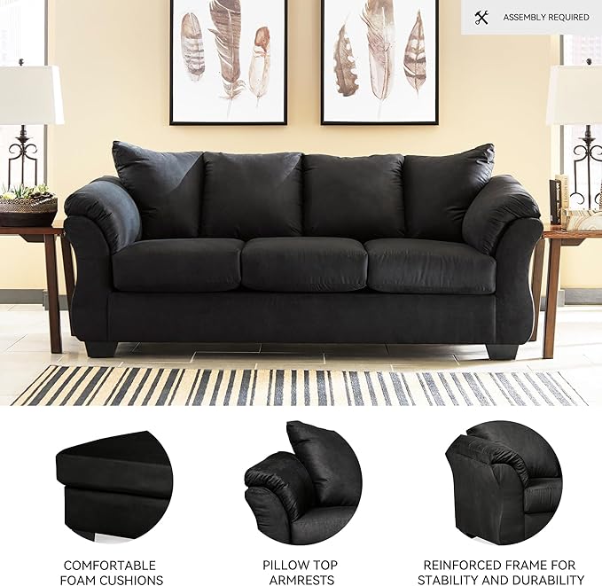 Signature Design by Ashley Darcy Classic Contemporary Sofa, Black