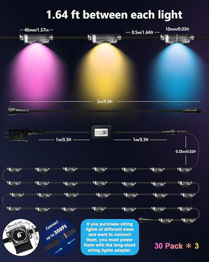 Permanent Outdoor Lights Pro,150ft RGB+IC Smart Outdoor Decor,App/Remote,Christmas,Halloween,Multi Scene Modes,IP67 Waterproof,Eaves Light with Daily & Holiday Party Decor,House Roof Lighting