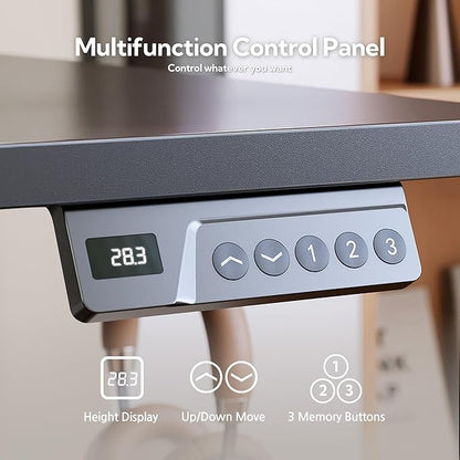 Seang Standing Desk with Drawer, 40" x 24" Height Adjustable Stand Up Desk, 3 Memory Height Settings with Cable Grommets & Storage Hooks, Ideal for Home & Office, Black